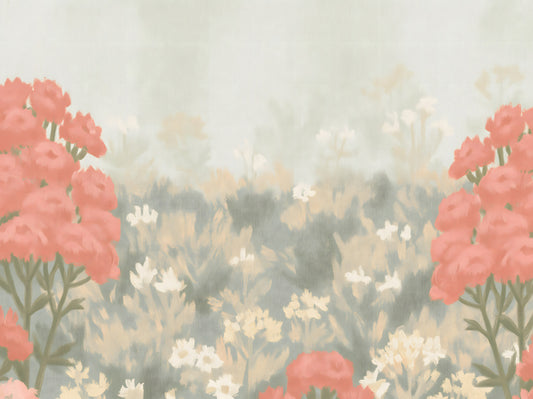 Blush Meadow Botanical Wall Mural