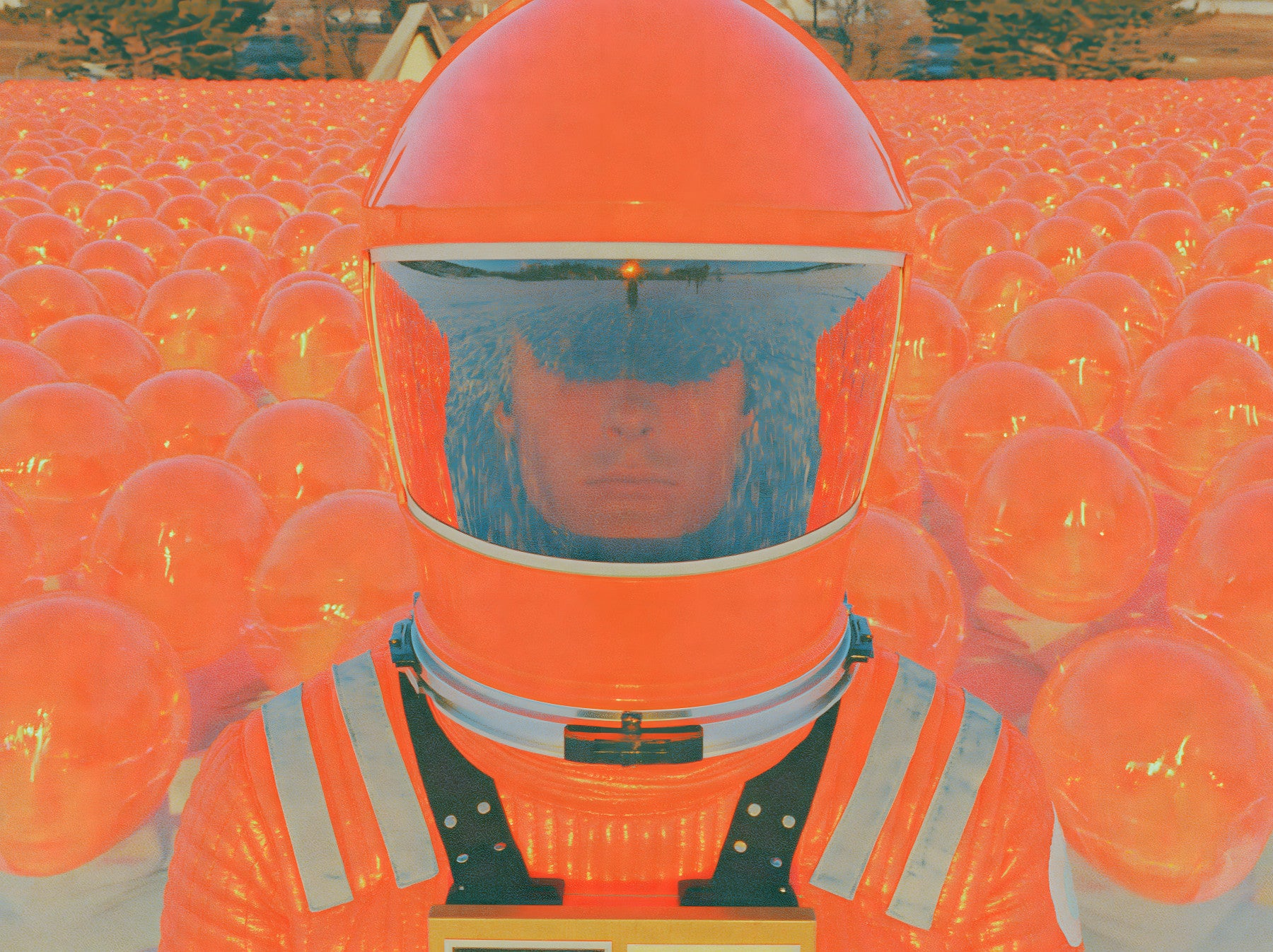 Neon Astronaut Field Wall Mural