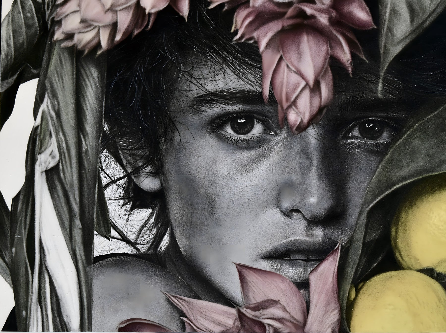 Botanical Face Contemporary Feature Wall Mural
