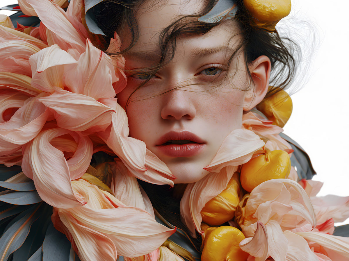 Ethereal Floral Portrait Wall Mural in your room — zoomed