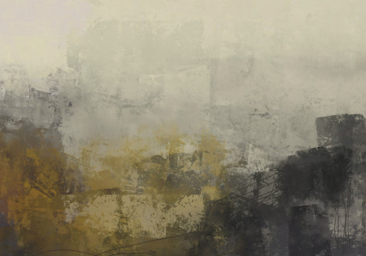 Abstract Brushwork Ochre Wall Mural