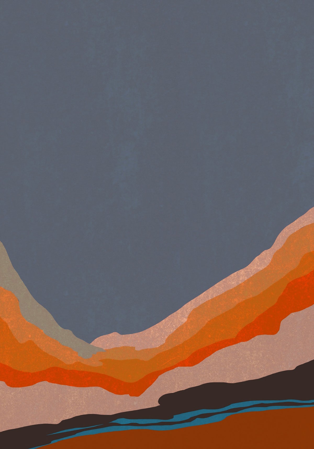 Abstract Painted Horizon Layers Wall Mural