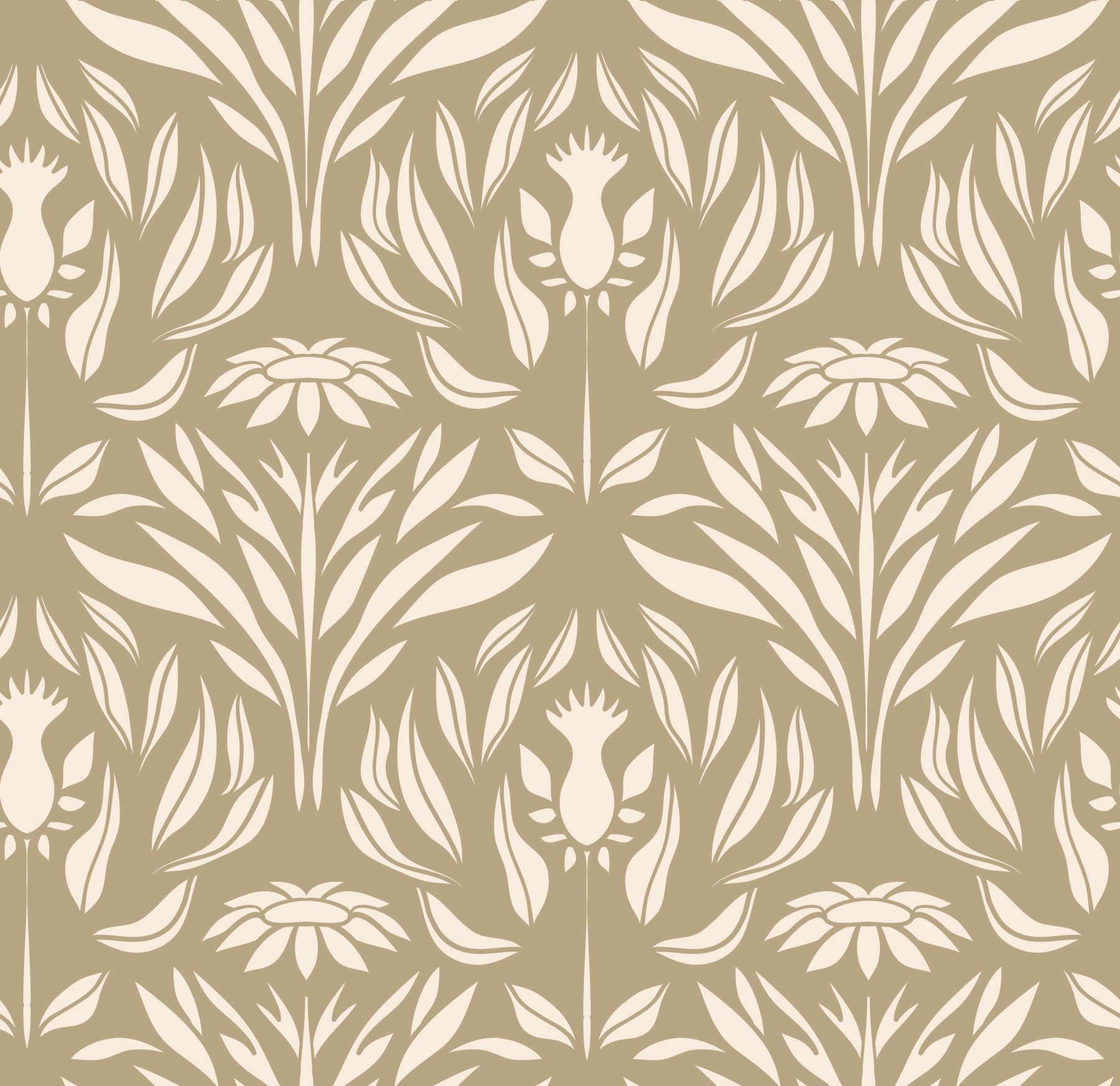 Classic Cream and Beige Floral Wallpaper⁠