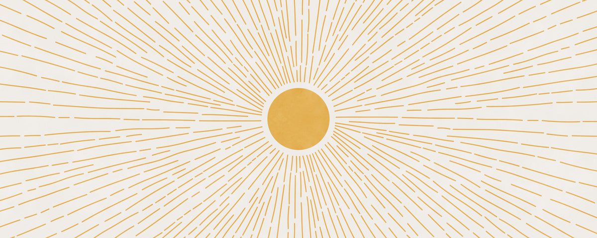 Golden Sunburst Minimalist Rays Wall Mural in your room — zoomed