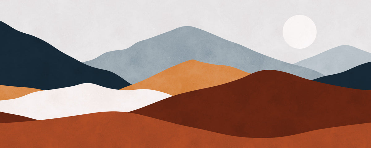 Minimalist Painted Mountain Horizon Wall Mural in your room — zoomed