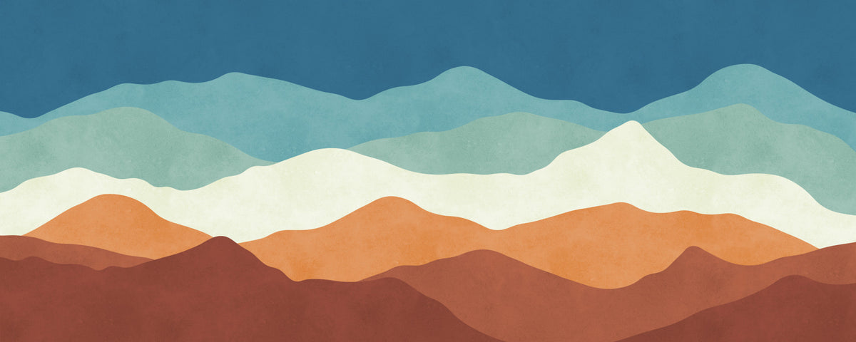 Serene Layered Mountain Horizon Wall Mural in your room — zoomed
