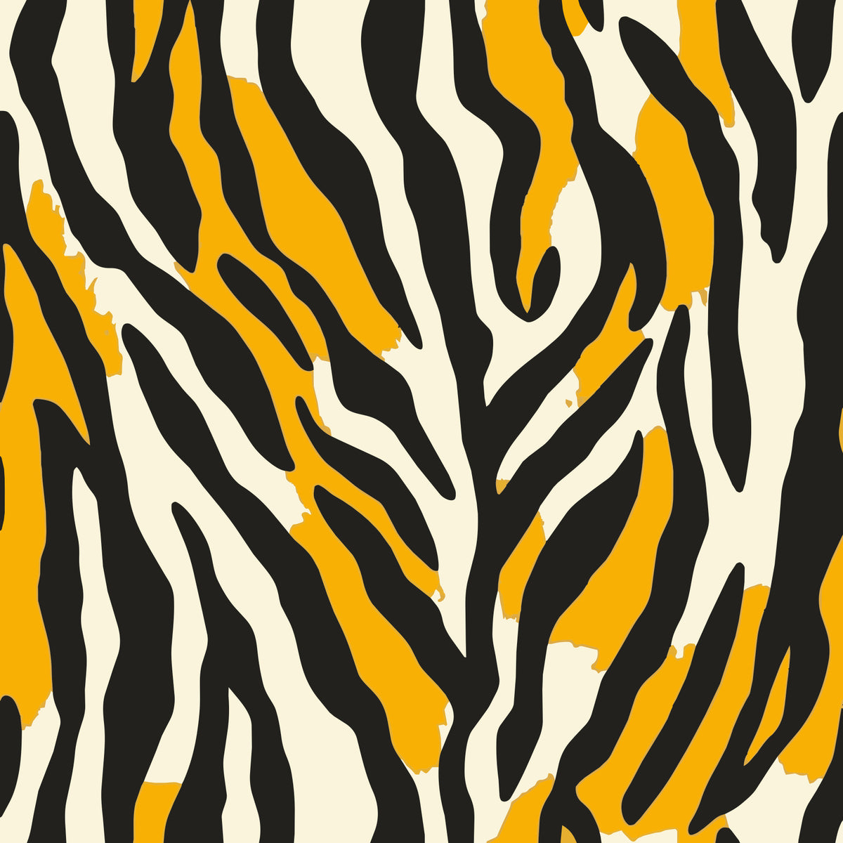 Contemporary Ochre Zebra Stripe Pattern Wallpaper⁠ in your room