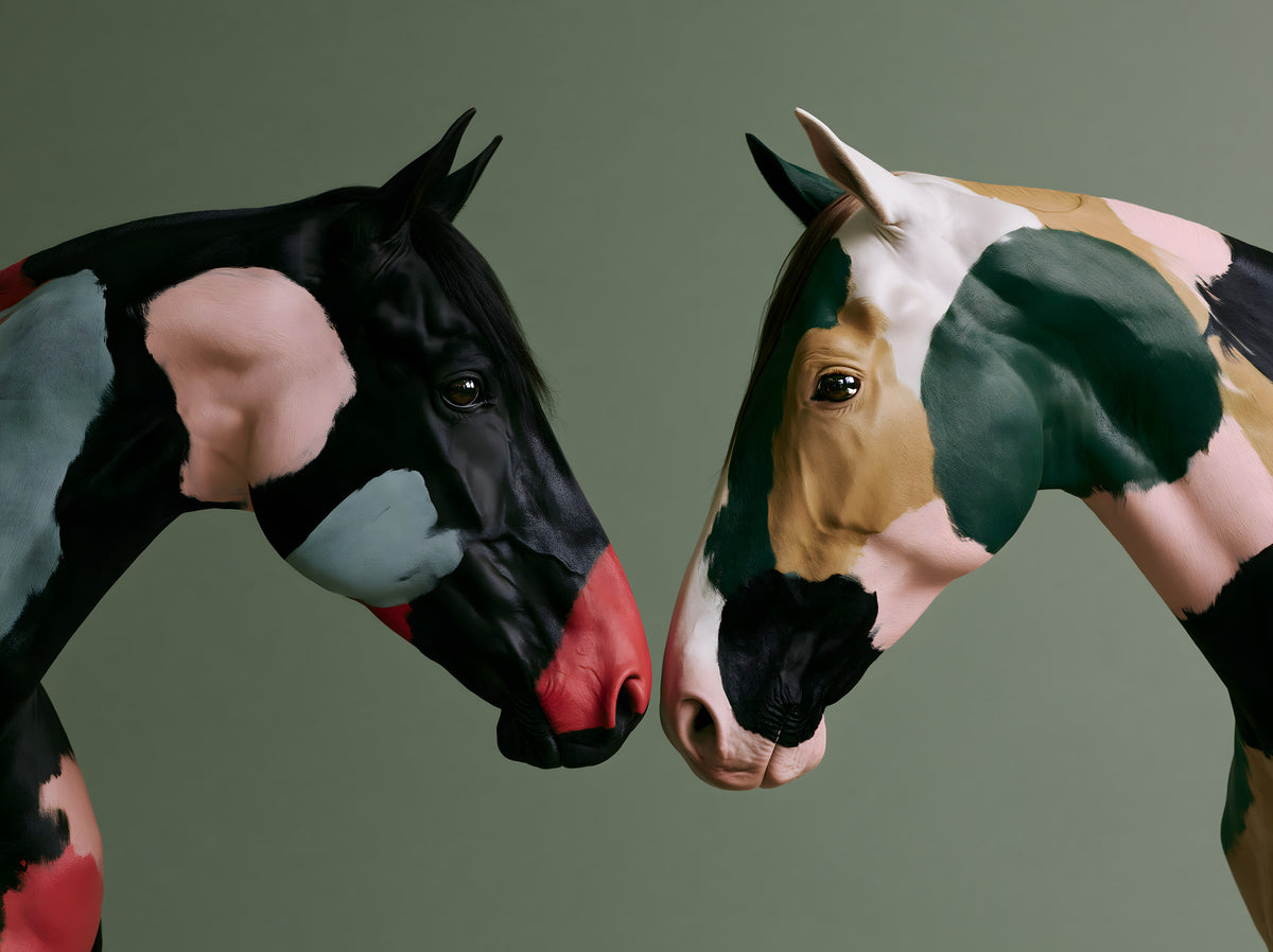 Painted Equine Duo Wall Mural in your room