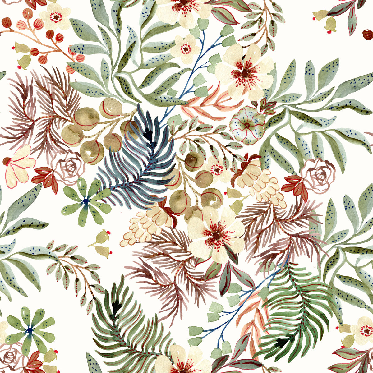 Rustic Meadow Wildflower Illustration Wallpaper⁠ in your room — zoomed