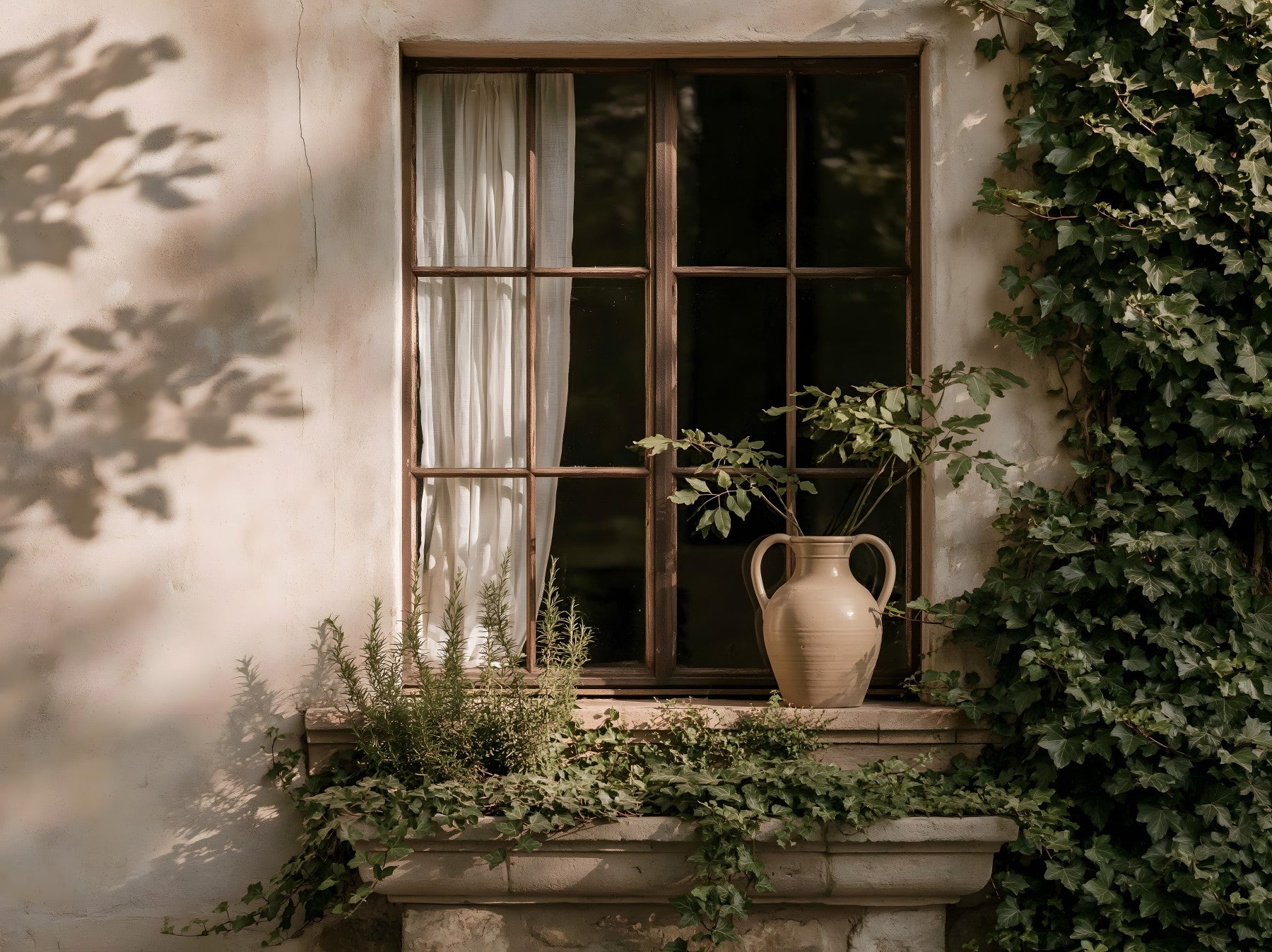 Rustic Ivy Framed Window Wall Mural