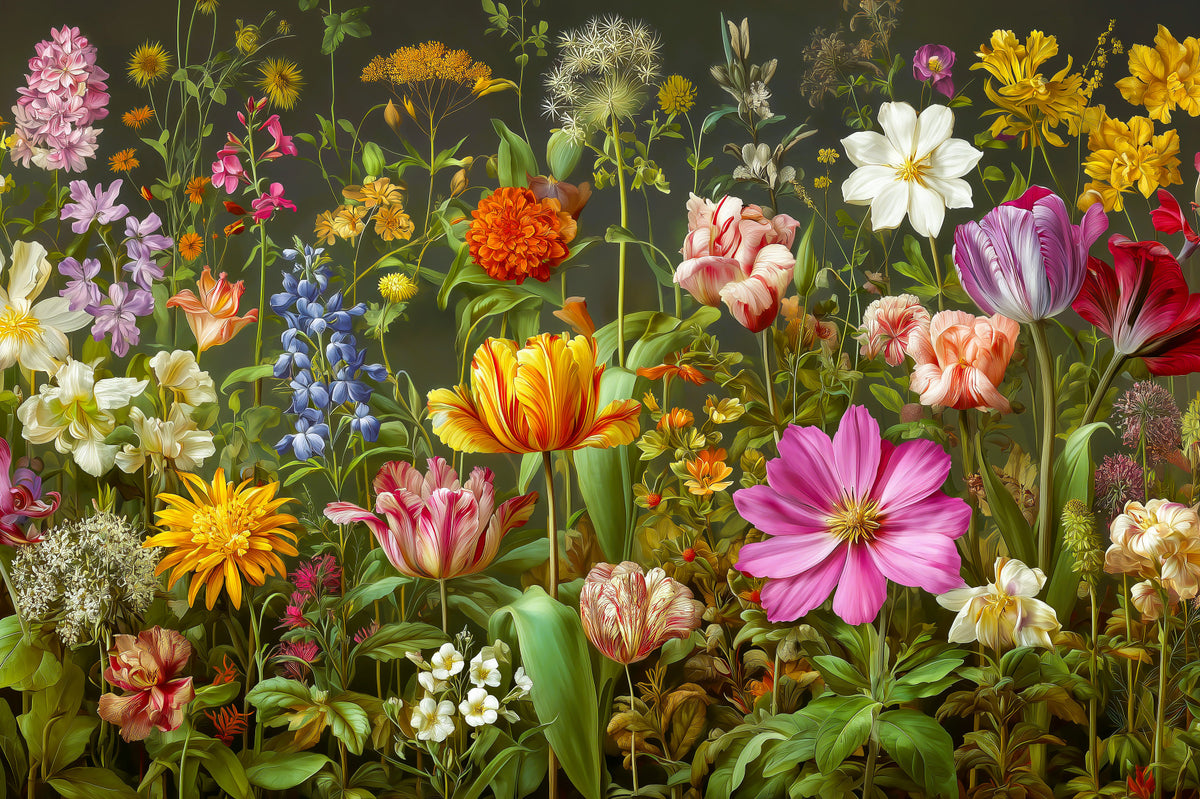 Midnight Meadow Botanical Bloom Wall Mural in your room