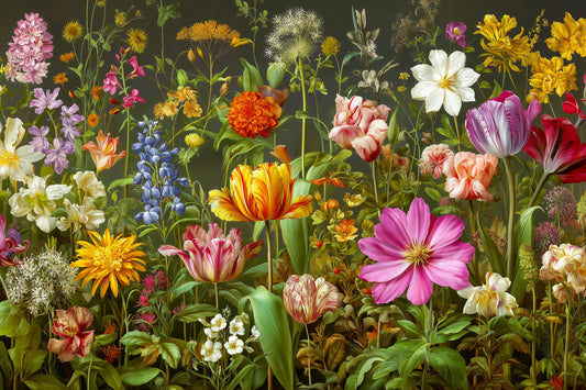 Midnight Meadow Botanical Bloom Wall Mural