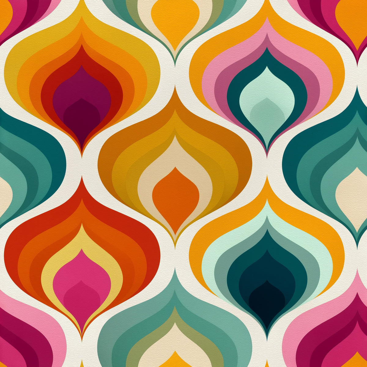 Abstract Mid-Century Waves Wallpaper⁠ in your room — zoomed