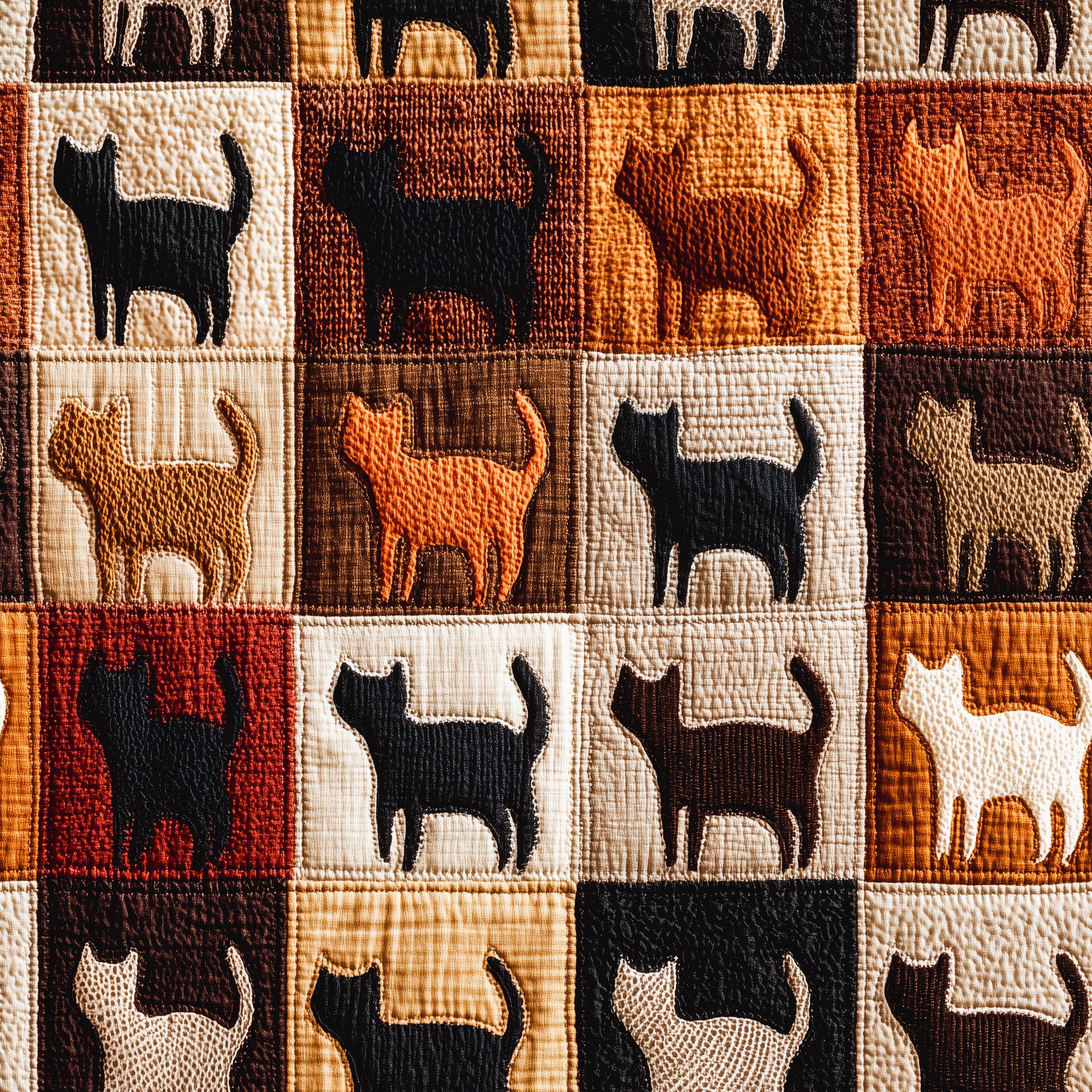 Feline Quilt Grid Wallpaper⁠