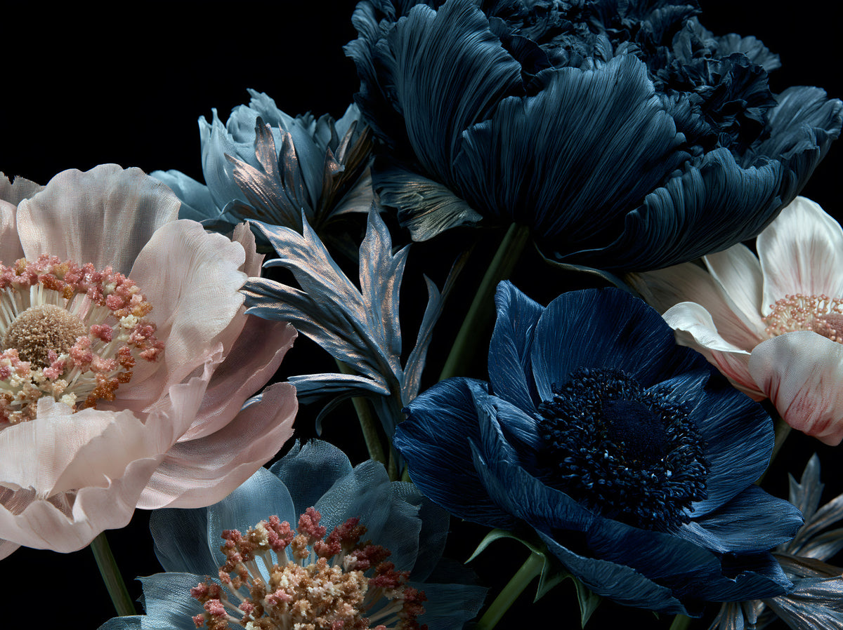 Midnight Peony Bouquet Wall Mural in your room