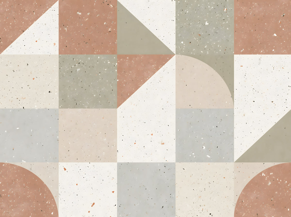 Geometric Terrazzo Tile Composition Wall Mural in your room