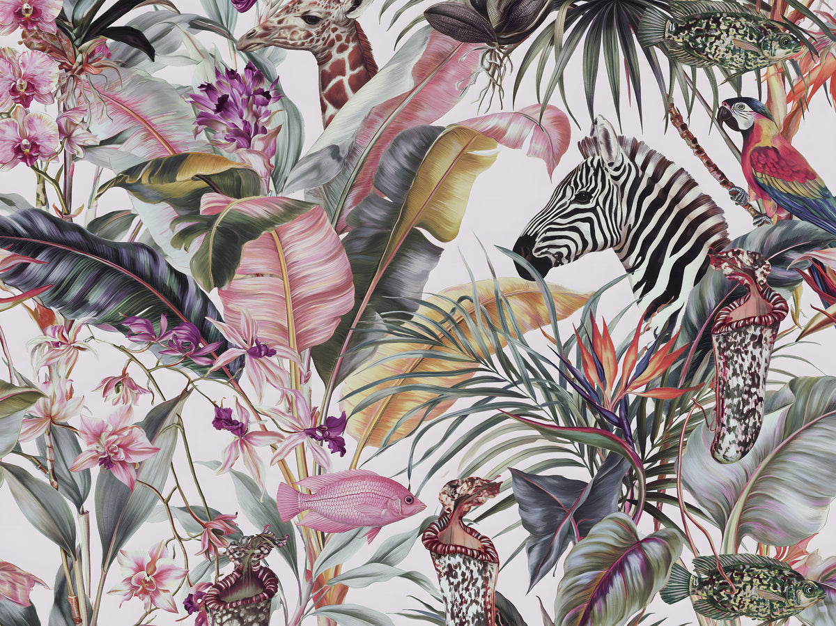 Exotic Fauna and Lush Flora Mural Wall Mural in your room