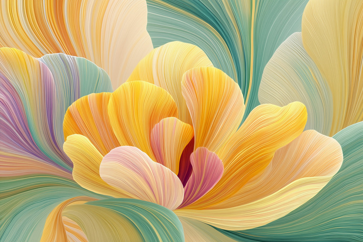 Pastel Petal Layers Wall Mural in your room — zoomed