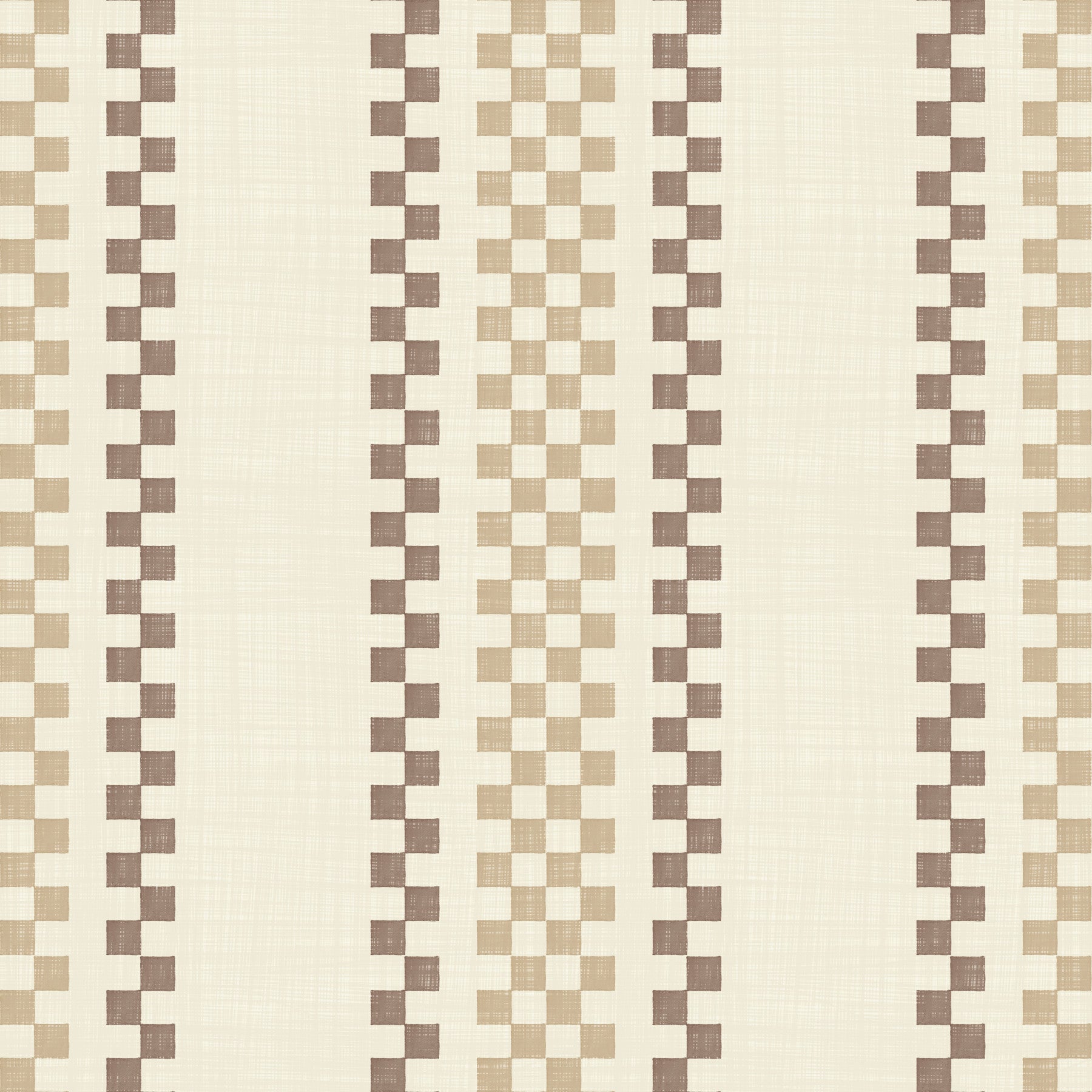 Ticking Checker Stripes - Beige & Chocolate Wallpaper⁠