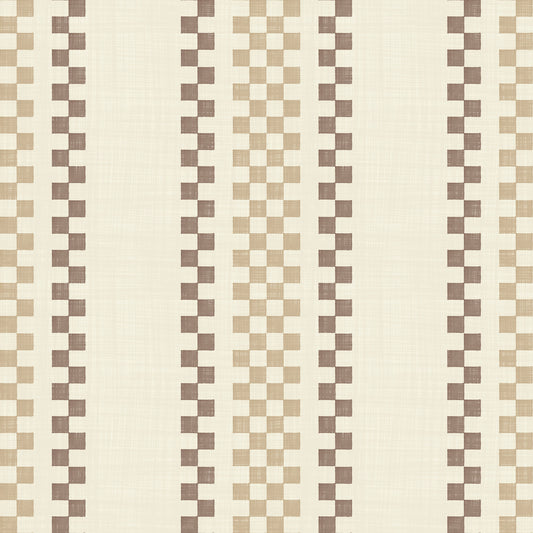 Ticking Checker Stripes - Beige & Chocolate Wallpaper⁠