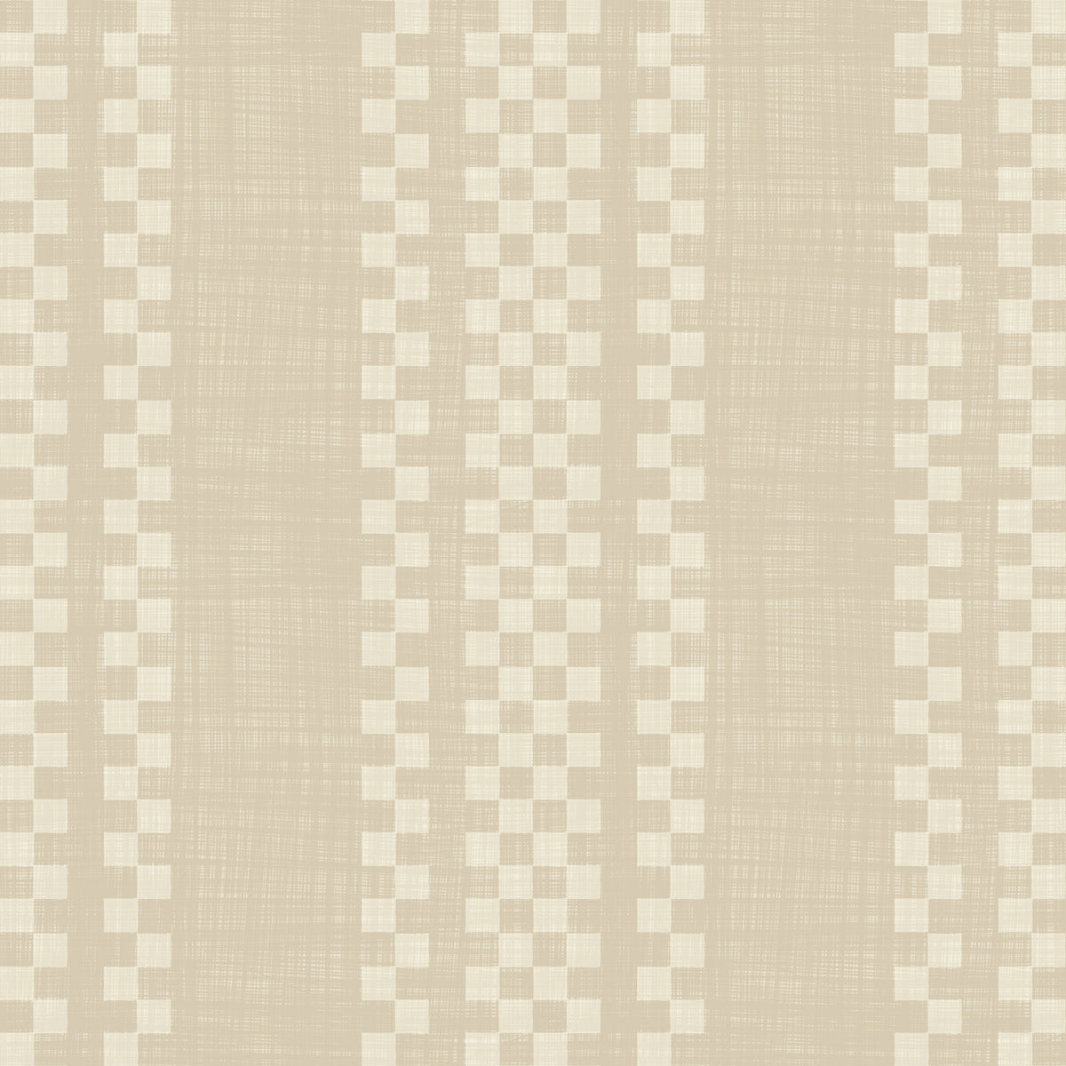 Ticking Checker Stripes - Cream Canvas Wallpaper⁠ in your room — zoomed