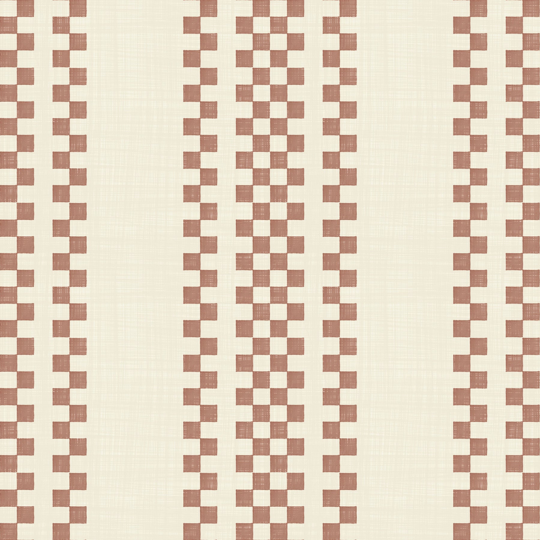 Ticking Checker Stripes - Terracotta Wallpaper⁠