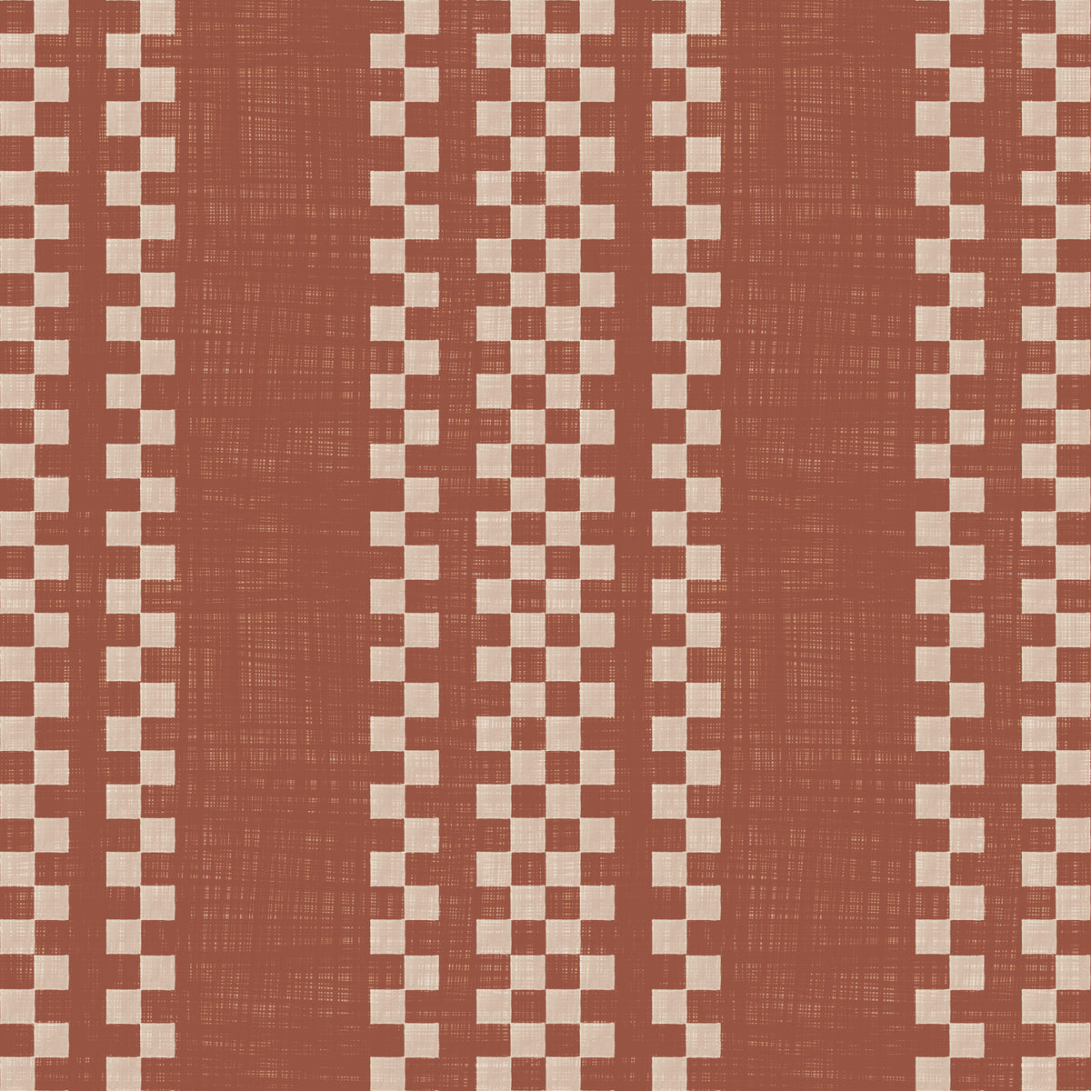 Ticking Checker Stripes - Terracotta Canvas Wallpaper⁠ in your room