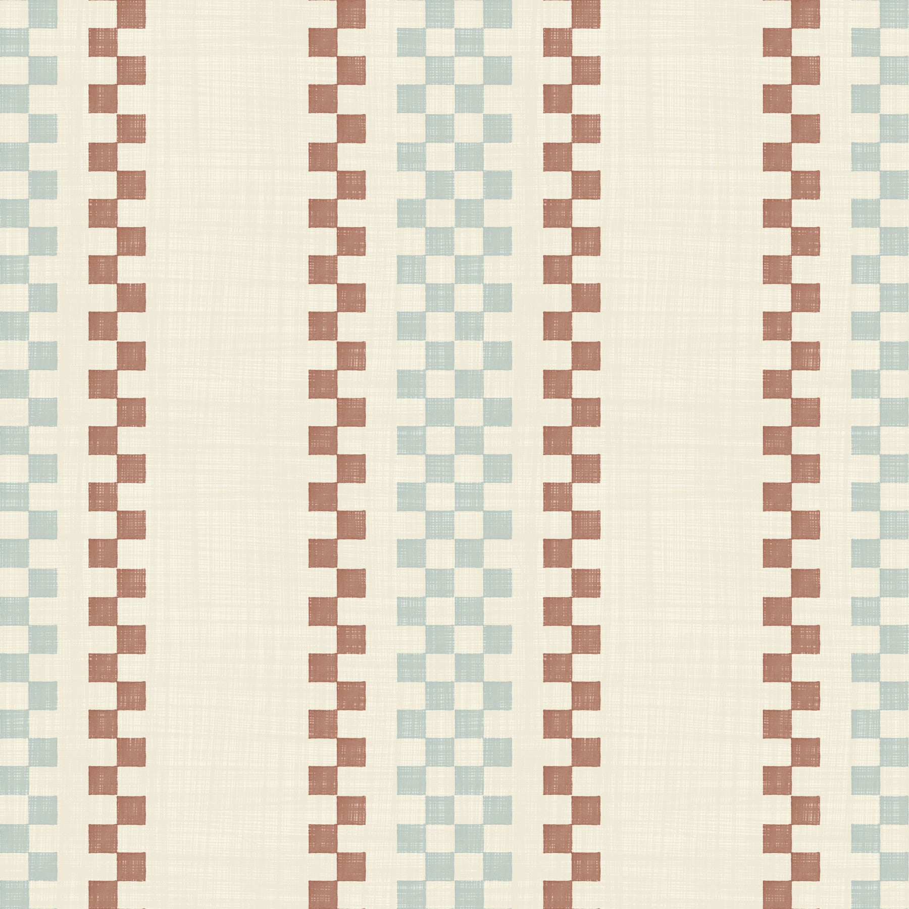 Ticking Checker Stripes - Watery & Terracotta Wallpaper⁠