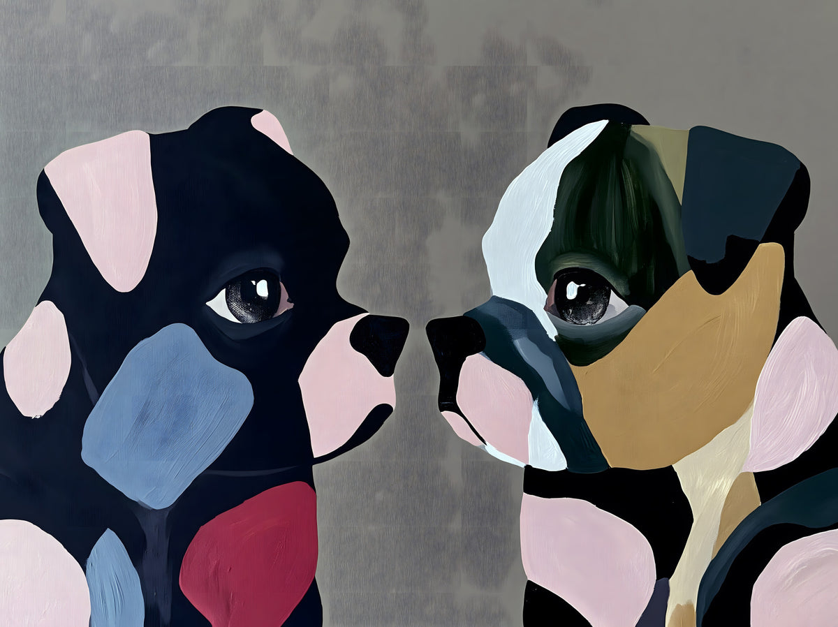 Abstract Dog Companions Wall Mural in your room