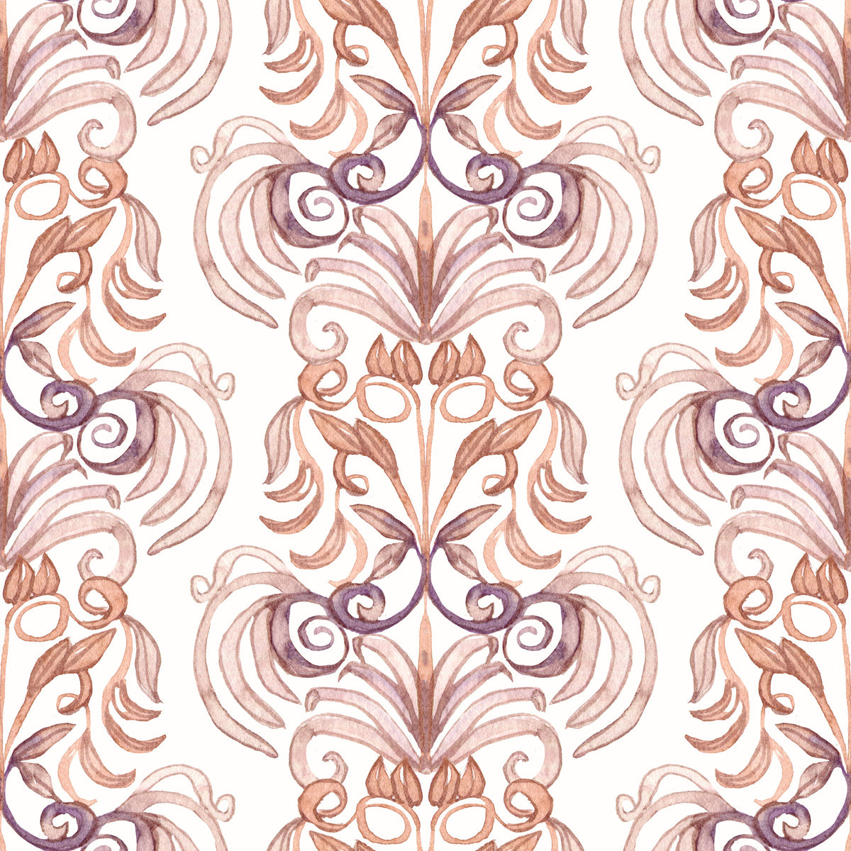 Soft Watercolor Damask Swirls Wallpaper⁠ in your room