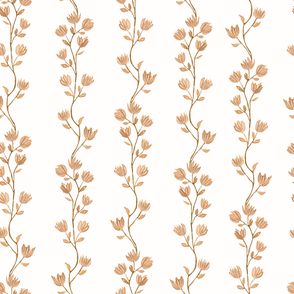 Serene Beige Botanical Vines Wallpaper⁠ in your room — zoomed