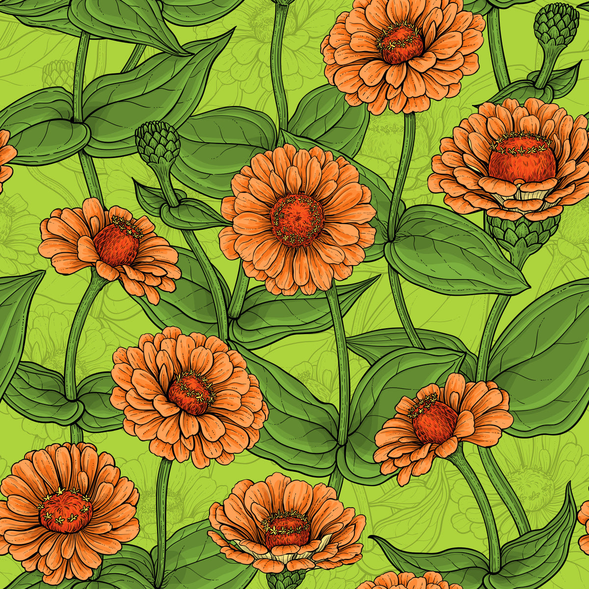 Vibrant Orange Zinnia Garden Wallpaper⁠ in your room