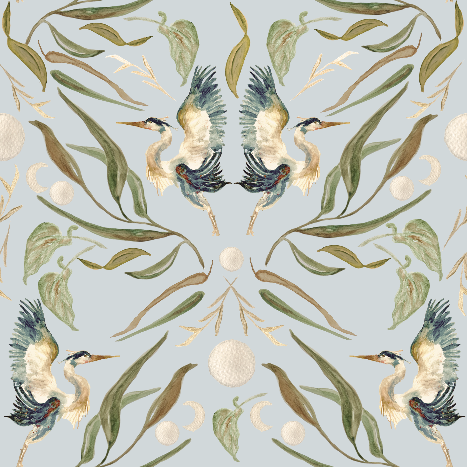 Blue Heron Moon Cycle Wallpaper⁠