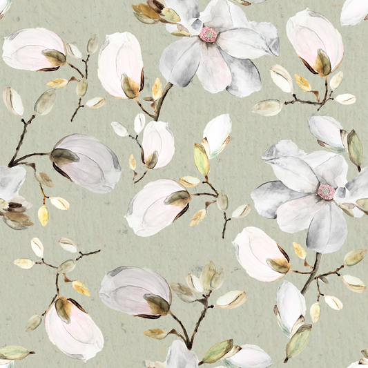 Magnolias on Sage Wallpaper⁠