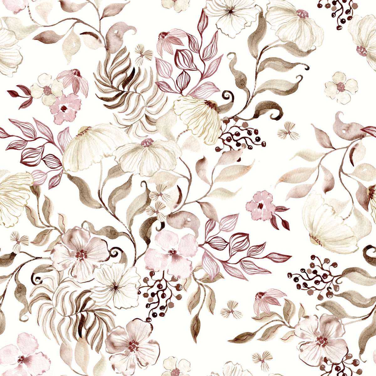 Blush and Ivory Watercolor Subtle Garden Wallpaper⁠ in your room