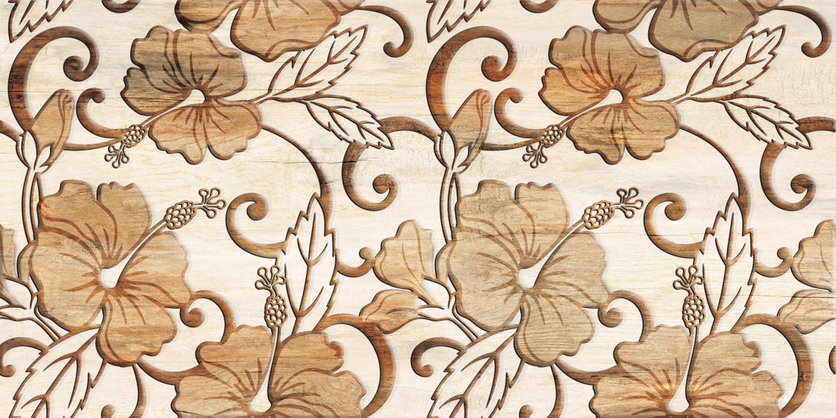 : Vintage Beige Floral Wood Texture Wallpaper Wall Mural in your room
