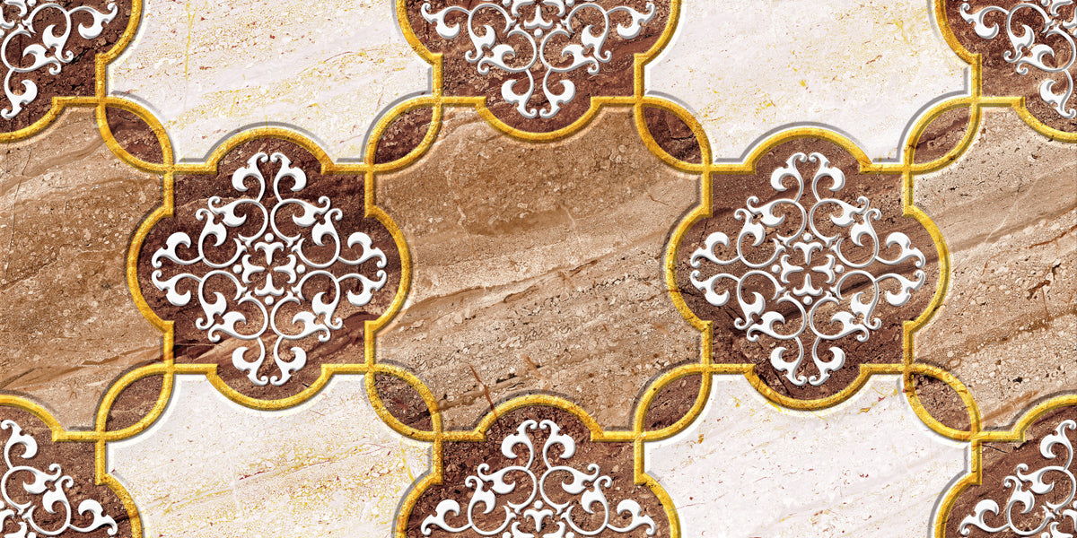 Luxury Beige Marble Ornamental Gold Wallpaper Wall Mural in your room