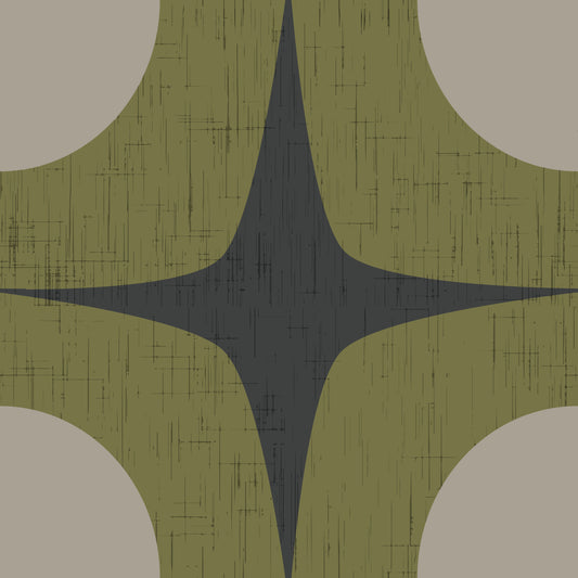 Charcoal Grey Atomic Starburst Wallpaper Mid Century Modern Wallpaper⁠