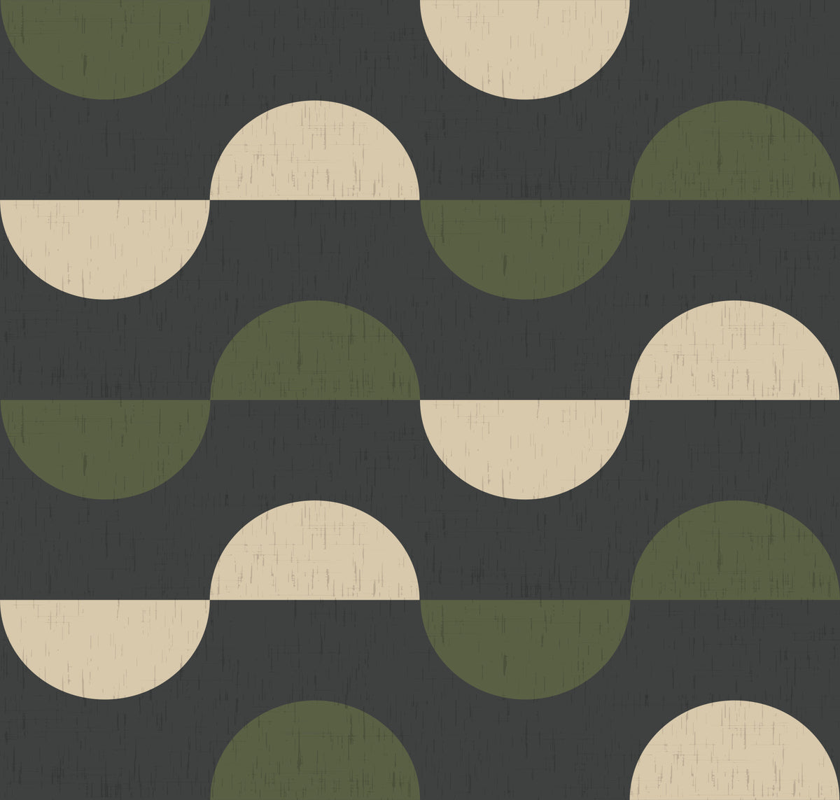 Charcoal and Olive Half Moon Wallpaper Mid Century Geometric Wallpaper⁠ in your room