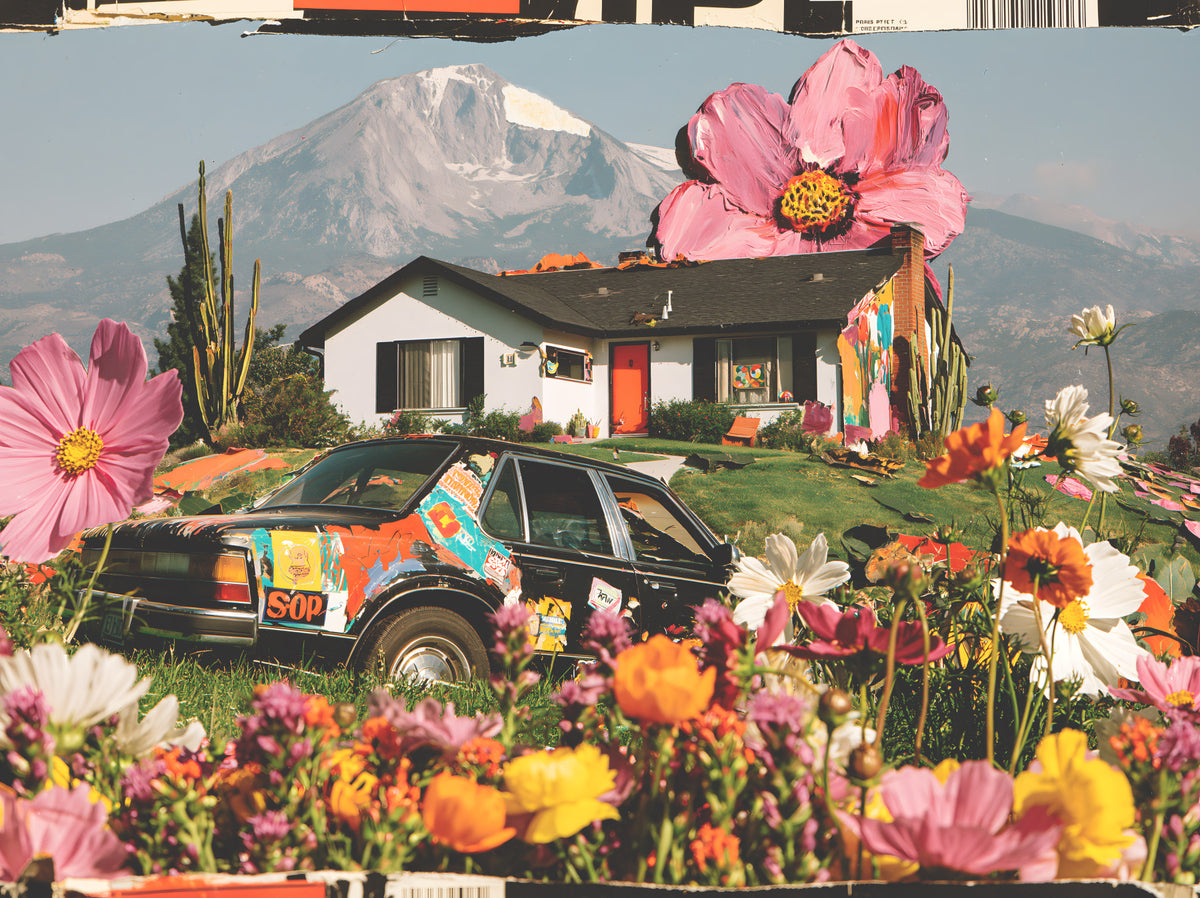 Surreal Alpine Floral Meadow Wall Mural in your room