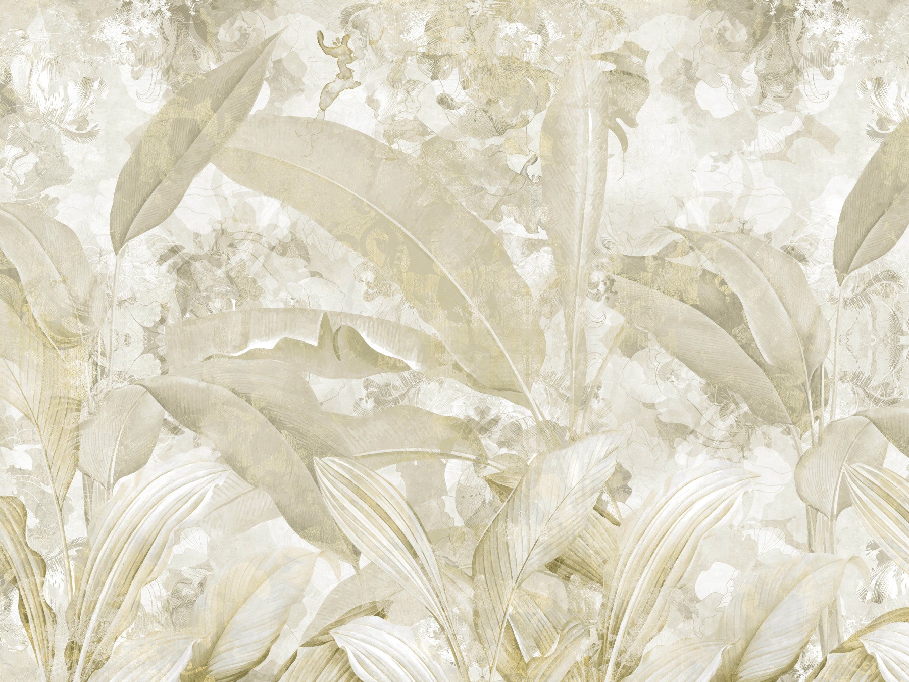 Neutral Beige Tropical Wallpaper Mural Wall Mural