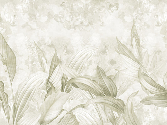 Soft Natural Cream Botanical Wall Mural Wall Mural