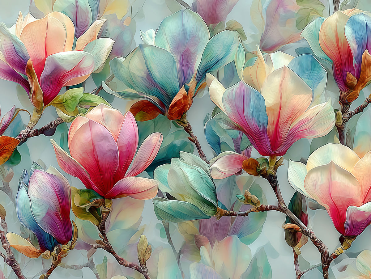 Springtime Magnolia Botanical Wall Mural in your room