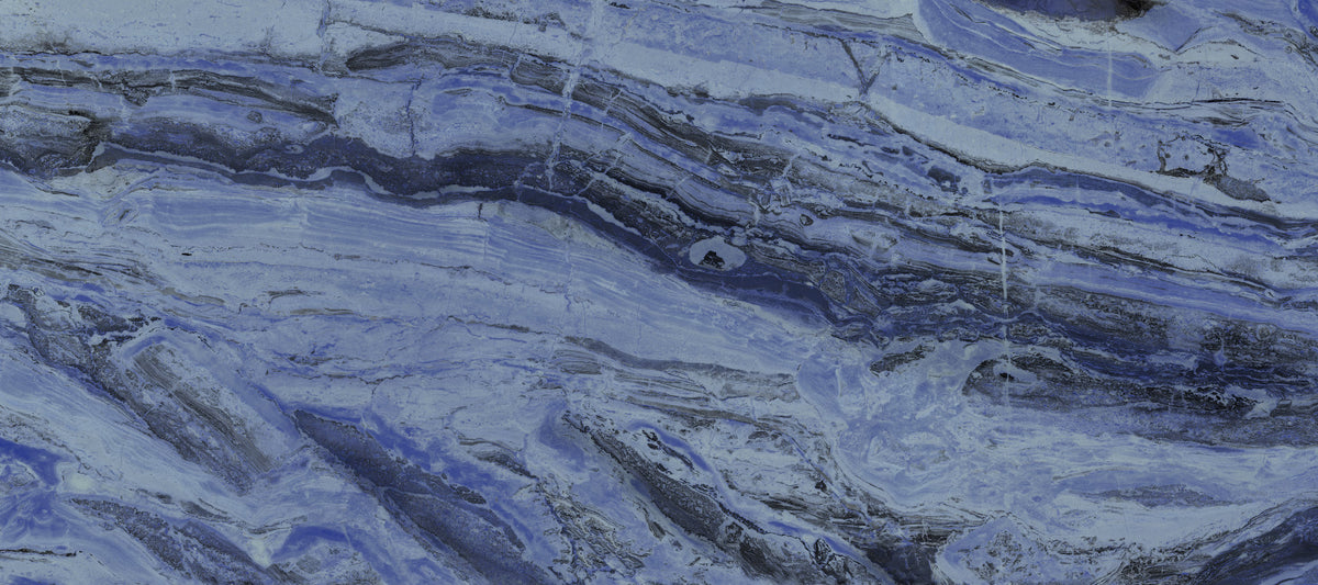 Midnight Cobalt Marble Veins Wall Mural in your room — zoomed