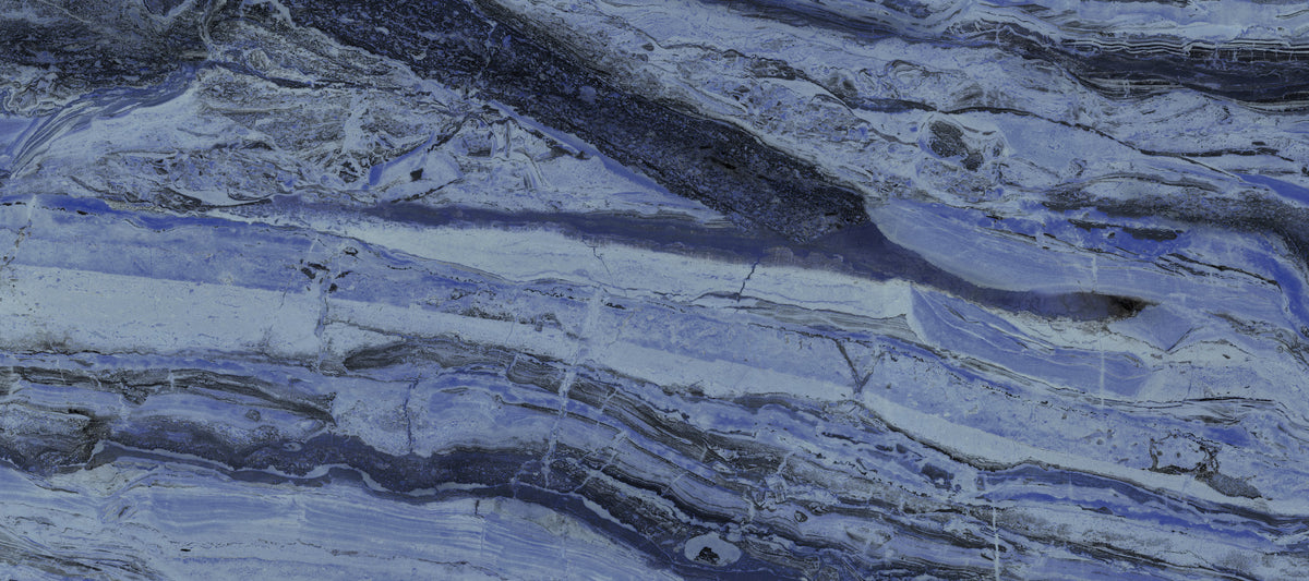 Midnight Cobalt Marble Veins Wall Mural in your room — zoomed