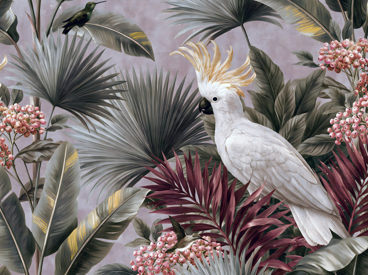 Cockatoo and Tropical Flora Wall Mural in your room