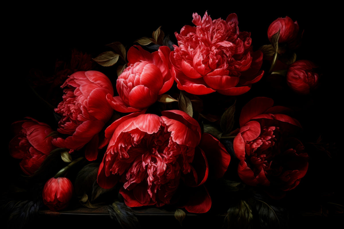 Crimson Peony Bloom Wall Mural in your room