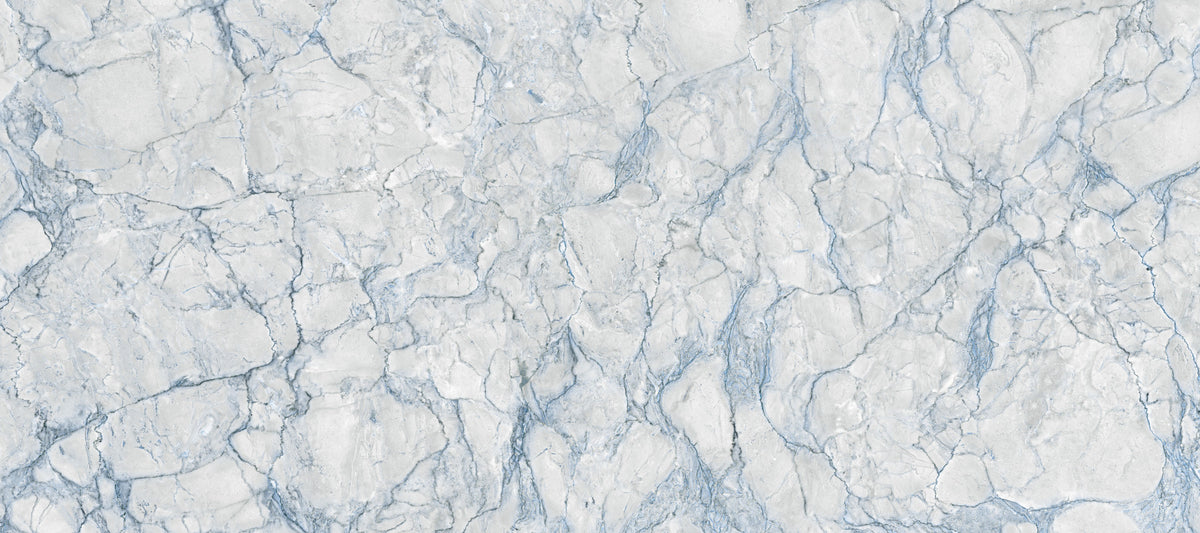 Ethereal Blue Veined Marble Wall Mural in your room — zoomed