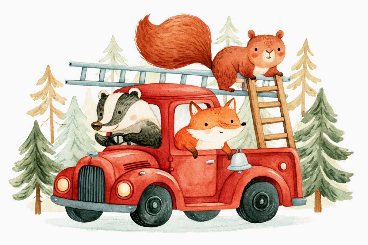 Forest Firefighters Animal Adventure Wall Mural in your room