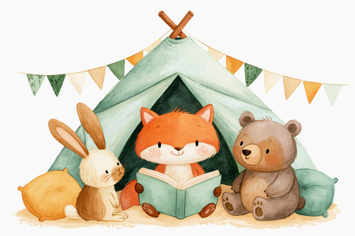 Fox and Friends Camping Adventure Wall Mural in your room
